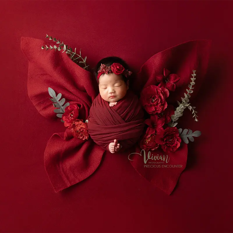 Red Butterfly Florals Set - Newborn Photography Props